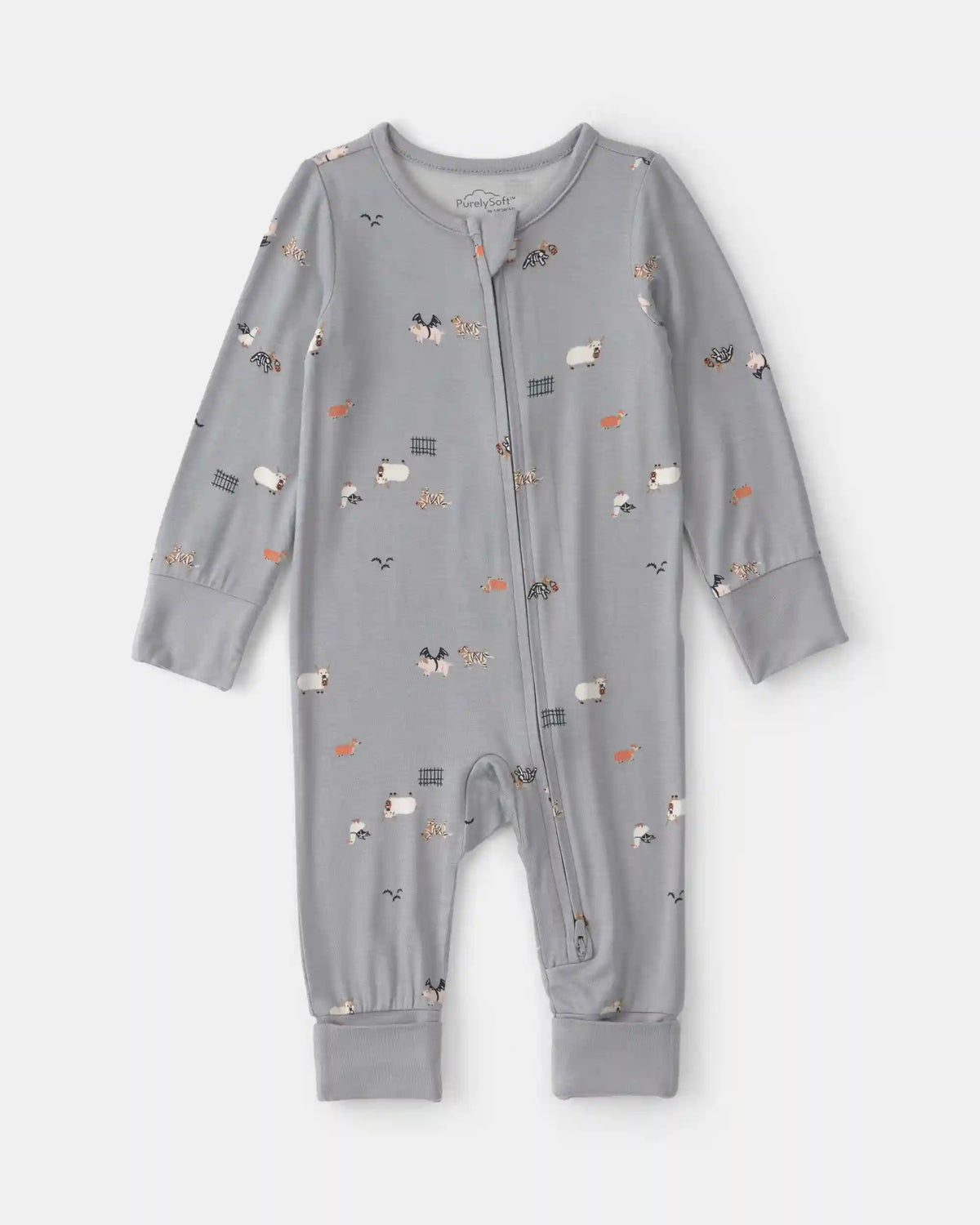 Baby Halloween Farm PurelySoft™ 2-Way Zip Sleep & Play Pajamas - Grey