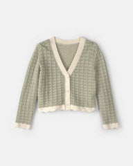 Girls Button-Down Knit Cardigan Sweater - Green
