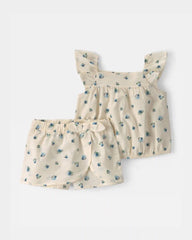 Baby Girl 2-Piece Floral Tank Top & Skort Set - Ivory