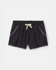Toddler Girl Crinkle Shorts - Black