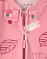 Baby Girl Autumn Fleece 2-Zip DreamPlush Sleep & Play Pajamas - Pink