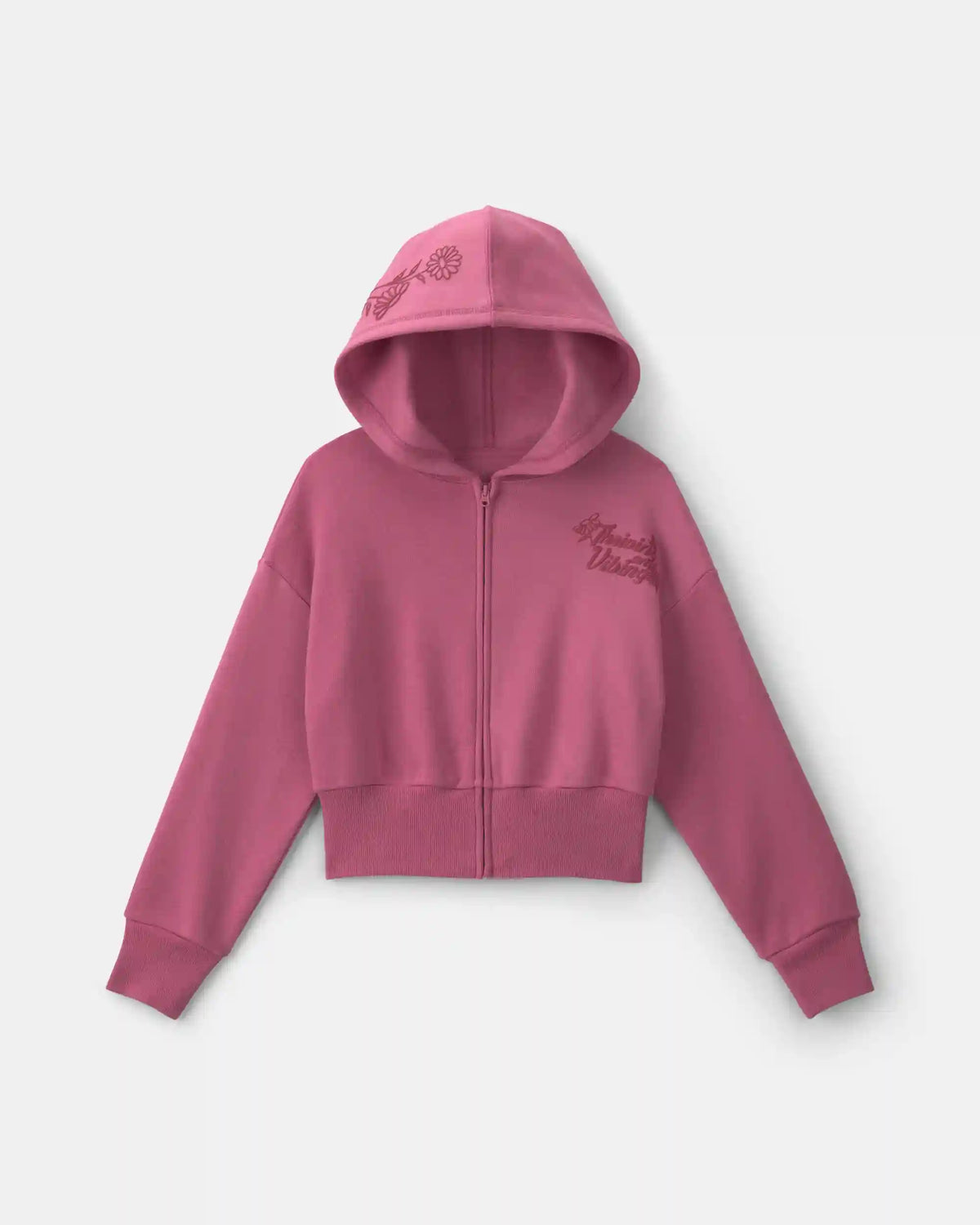 Girls 'Thriving' Fleece Zip-Up Hoodie - Pink