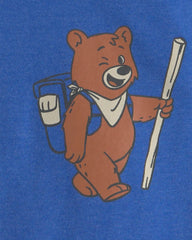 Toddler Boy Camping Bear Graphic Tee - Blue