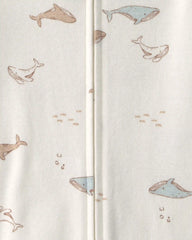 Baby Whale 100% Cotton 1-Piece Romper Pajama - Ivory