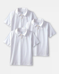Boys 3-Pack Uniform Active Polo Shirts - White