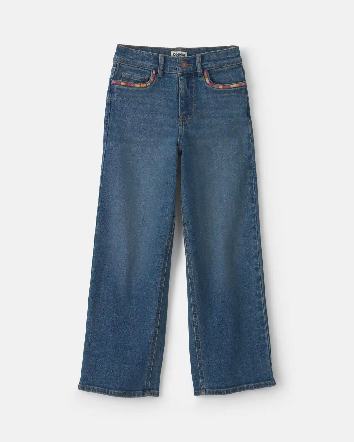 Girls Denim Wide-Leg Jeans - Medium Wash