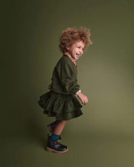 Toddler Girl Leopard Collar Pullover Sweatshirt - Olive