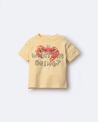 Toddler 'Whatcha Doing?' Relaxed Graphic Tee in Crab Print - Yellow
