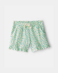 Toddler Girl Ruffle-Trim Floral Shorts - Green