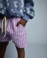 Toddler Boy Playground Shorts in Stripes - Blue/Purple