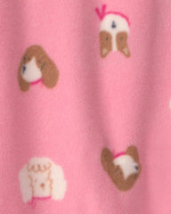 Baby Girl Dog Fleece 2-Way Zip Sleep & Play Pajamas - Pink