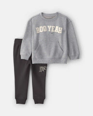 Baby Boy 2-Piece 'Boo Yeah' Halloween French Terry Sweatshirt & Pant Set - Grey/Black