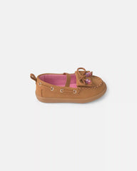 Toddler Girl Boat Shoes with Charm - Brown