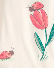 Toddler Girl Ladybug Floral 100% Cotton Snug Fit 4-Piece Pajama Set - Pink/Green