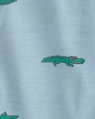Toddler Boy Alligator Short-Sleeve Loose Fit 2-Piece Pajama Set - Blue
