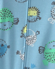 Baby Boy Pufferfish 100% Cotton 2-Way Zip 1-Piece Pajama - Blue