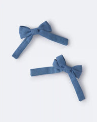 Toddler Girl 2-Pack Bow Hair Clips in Chambray - Blue