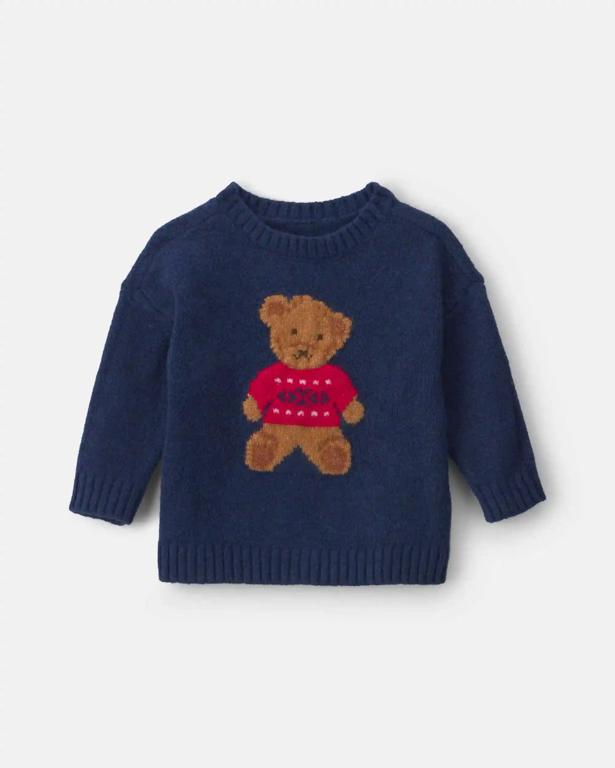 Baby Boy Bear Sweater - Navy Blue