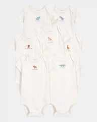 Baby 7-Pack Days Of The Week Short-Sleeve Cotton Bodysuits - Ivory