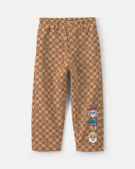 Toddler Boy Paw Patrol® Checkered Pull-On Pants - Brown