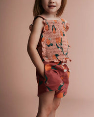 Toddler Girl A-Line Shorts in Clementine Grove Print - Rose