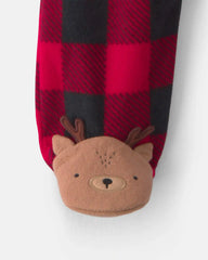Baby Buffalo Check Fleece 2-Way Zip Sleep & Play Pajamas - Red/Black
