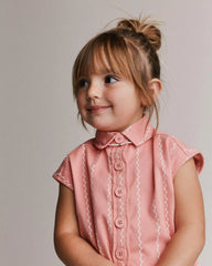 Toddler Girl Sleeveless Button-Down Top in Stripes - Light Pink