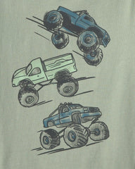 Toddler Boy Monster Truck Long-Sleeve Graphic Tee - Green