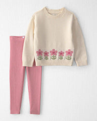 Toddler Girl 2-Piece Organic Cotton Sweater Knit Top & Pant Set