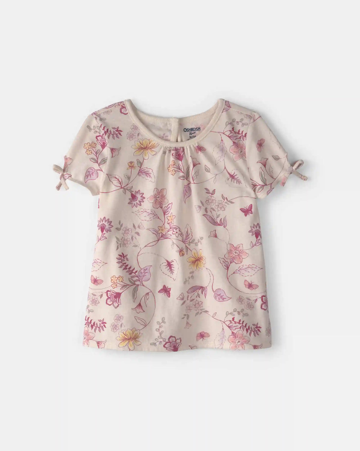 Toddler Girl Floral Tie-Sleeve Top - Ivory