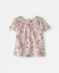 Toddler Girl Floral Tie-Sleeve Top - Ivory