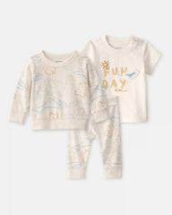 Baby 3-Piece Animal Friends Terry Layering Set - Ivory
