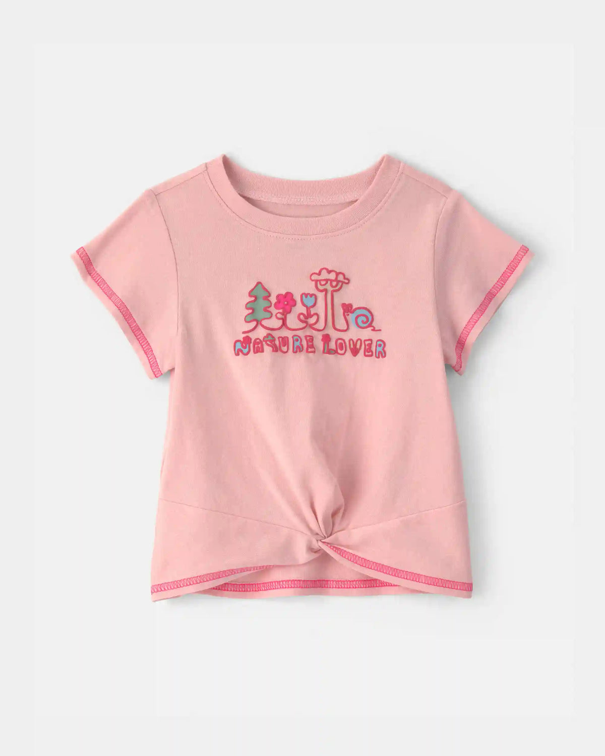 Baby Girl 'Nature Lover' Short-Sleeve Tie Top - Pink