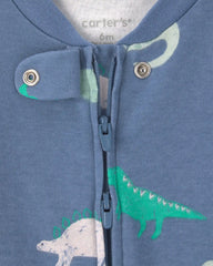 Baby Boy Dinosaur 2-Way Zip Sleep & Play Pajamas - Blue