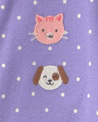 Baby Girl 1-Piece Pets 2-Way Zip 100% Cotton Snug Fit Footed Pajama - Purple
