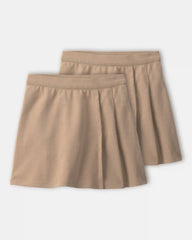 Girls 2-Pack Uniform Ponte Skort - Khaki