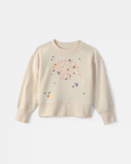 Toddler Girl 'OshKosh' French Terry Pullover Sweatshirt - Cream