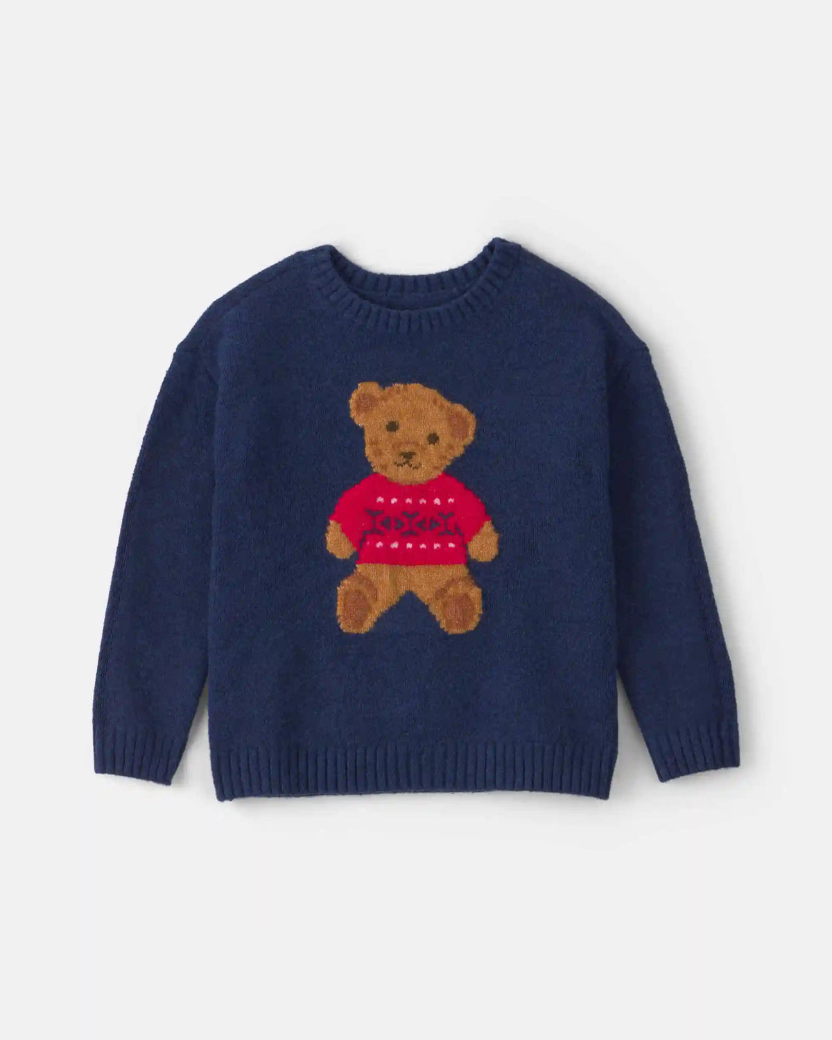 Toddler Boy Bear Sweater - Navy Blue