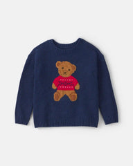Toddler Boy Bear Sweater - Navy Blue