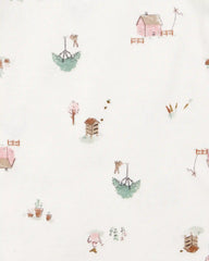 Baby 3-Piece Barn Print Little Cardigan Set - Pink/White