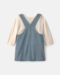 Baby Girl 2-Piece Hickory Denim Long-Sleeve Overall Set - Light Wash