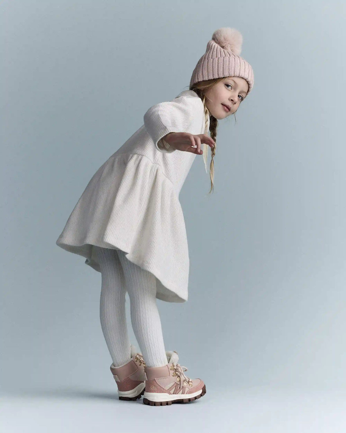 Toddler Girl Turtleneck Sweater Dress - Cream