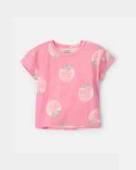 Girls Strawberry Top - Pink
