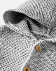 Toddler Organic Cotton Signature Stitch Cardigan in Grey