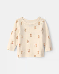Baby 2-Piece Bear Long-Sleeve Overall Set - Brown