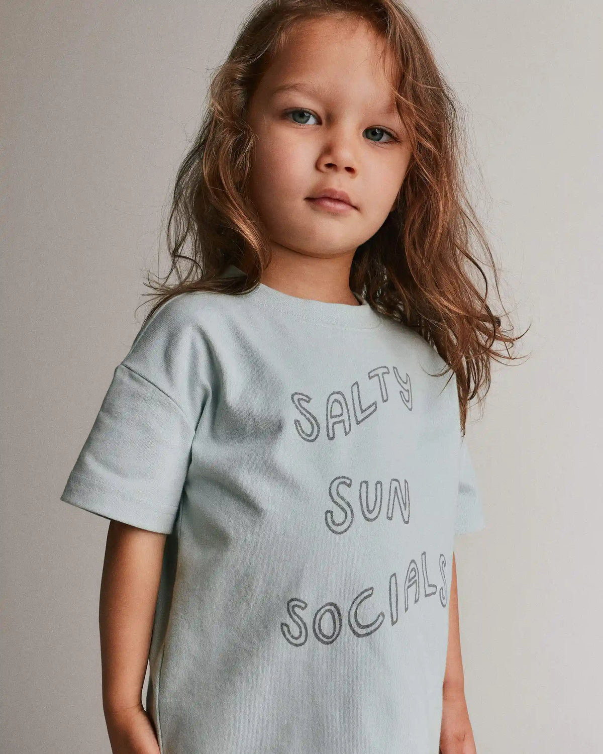 Toddler 'Salty Sun Socials' Premium Relaxed Graphic Tee - Light Blue