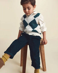 Toddler Boy Corduroy Suspender Pants - Navy Blue