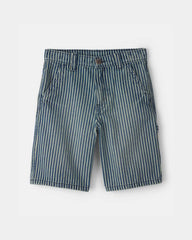 Boys Hickory Stripe Denim Utility Shorts - Dark Wash