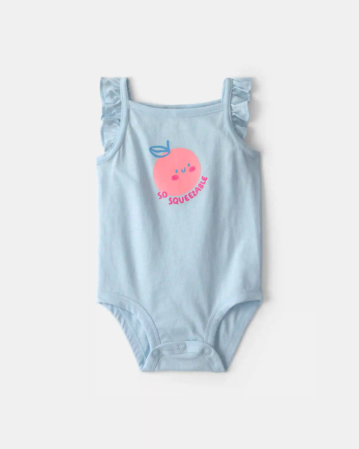 Baby Girl 'So Squeezable' Sleeveless Graphic Bodysuit - Blue
