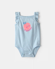 Baby Girl 'So Squeezable' Sleeveless Graphic Bodysuit - Blue